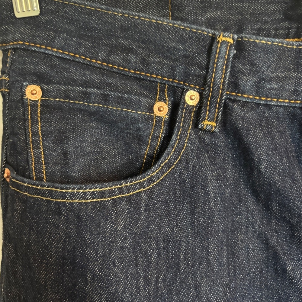 Y2K Men's Levis 501 Original Fit Straight Leg Indigo Blue Button Fly Jeans 32x34 - Picture 7 of 15